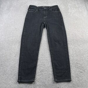 Eileen Fisher‎ Jeans Womens 6 Black Mid Rise Tapered Ankle Stretch Denim